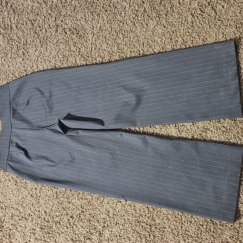 Roz & Ali Pull-On Pants Wide Leg Pin Stripe Elastic Waistband Small Trousers - Picture 4 of 7